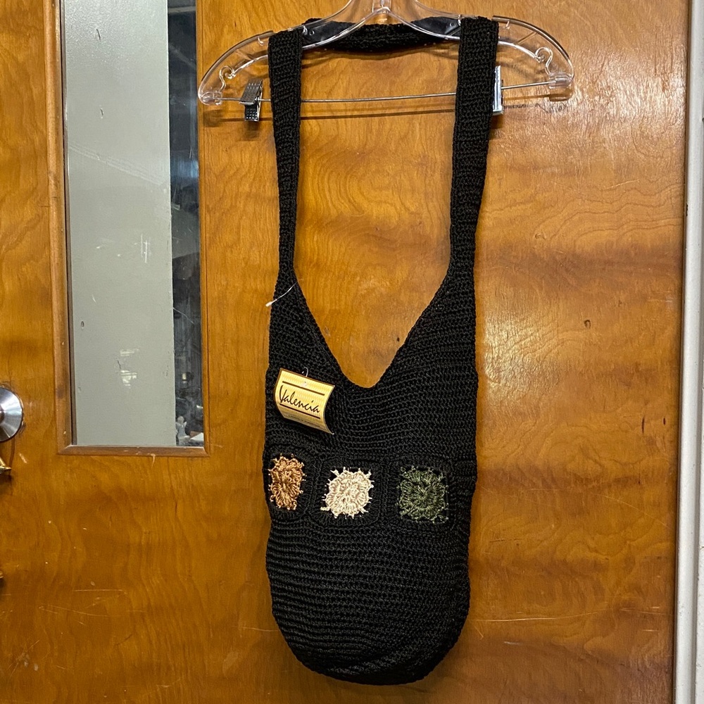 Vintage Valencia Black Crochet Shoulder Bag